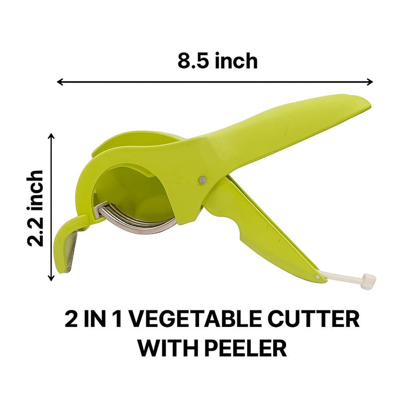 DBY 2 in 1 Vegetable and Fruit Cutter and Peeler Durable Veggie Slicer Chopper Extra 5 Blade Sharp Stainless Steel Veg Cutter with Peeler Chilly With Lock System Plastic - Image 2